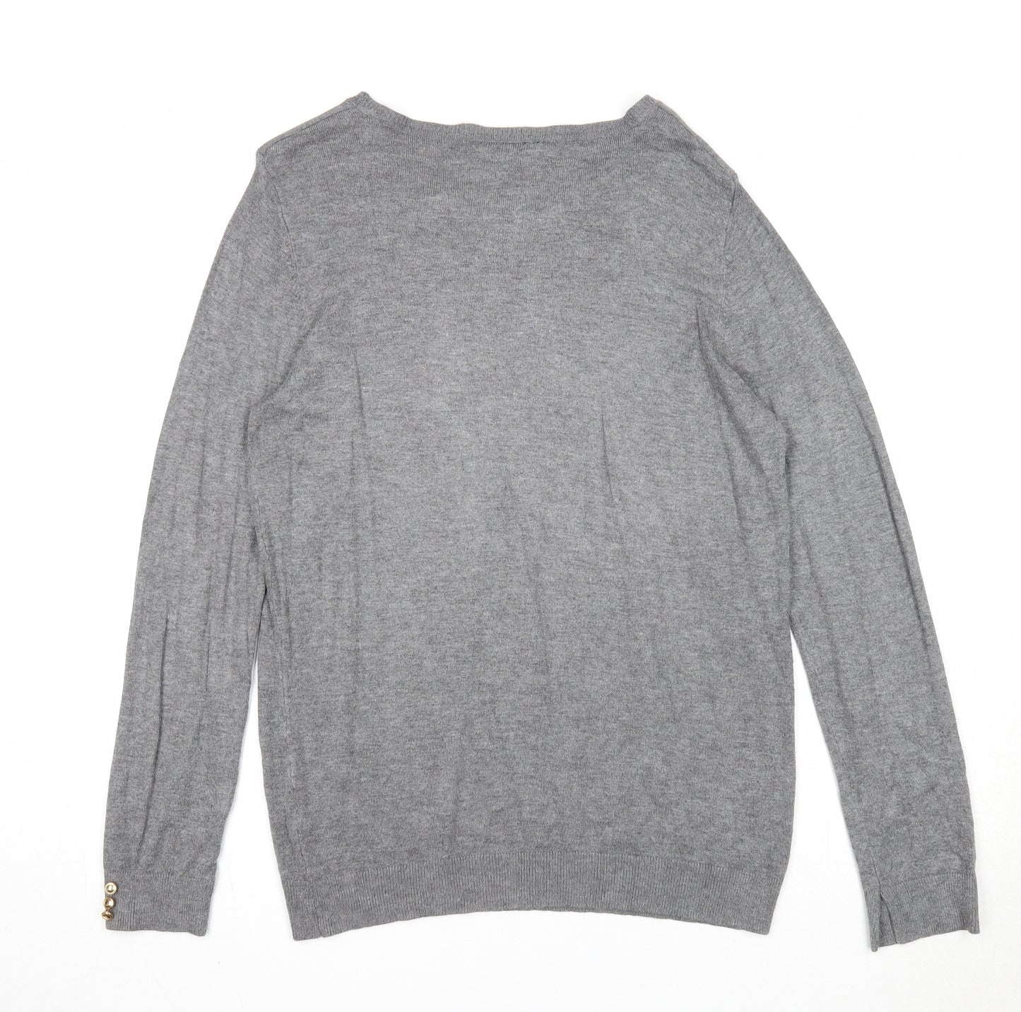 Dorothy Perkins Womens Grey Boat Neck Viscose Pullover Jumper Size 16