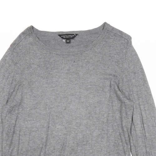 Dorothy Perkins Womens Grey Boat Neck Viscose Pullover Jumper Size 16