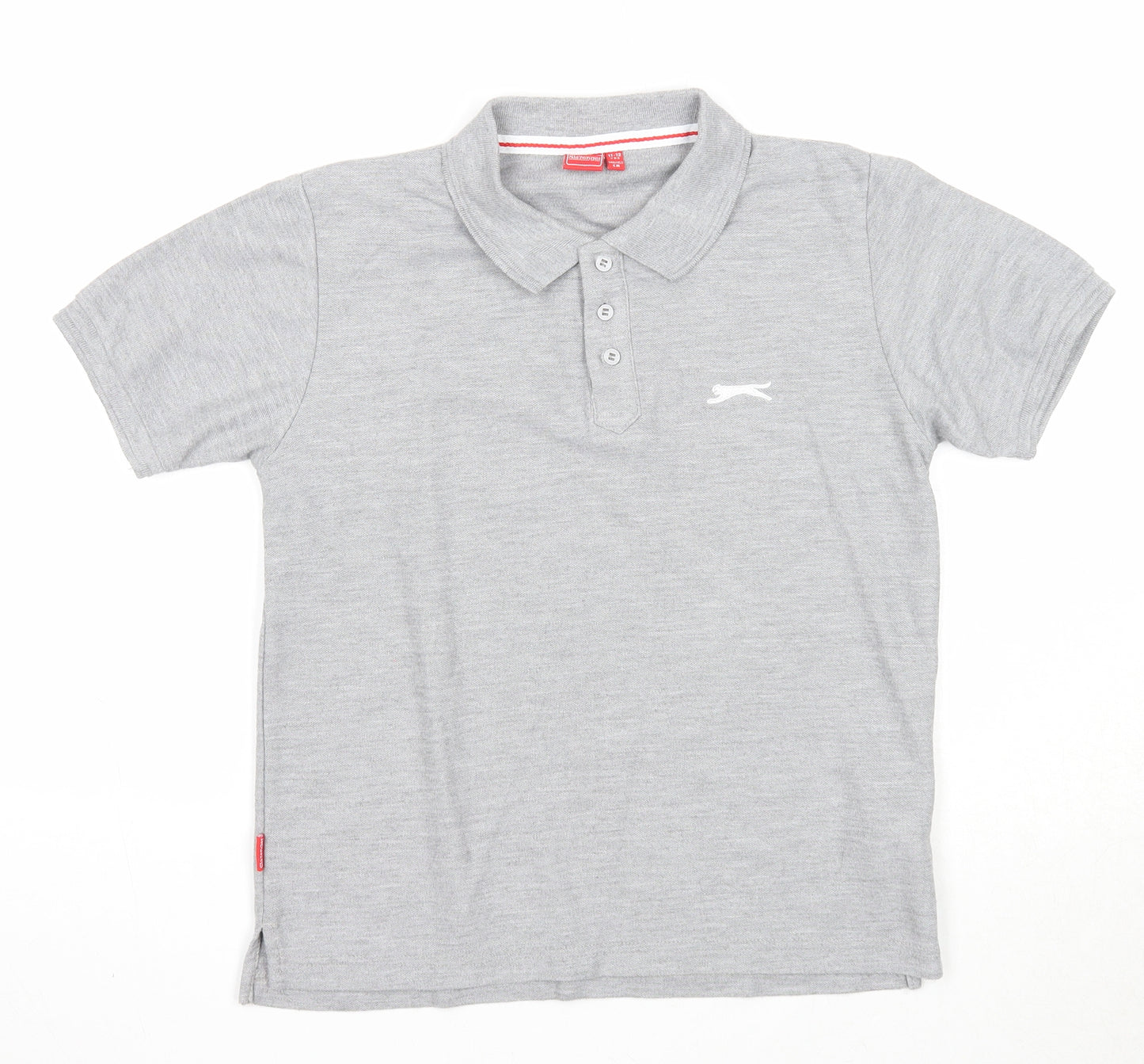 Slazenger Boys Grey Polyester Basic Polo Size 11-12 Years Collared Button