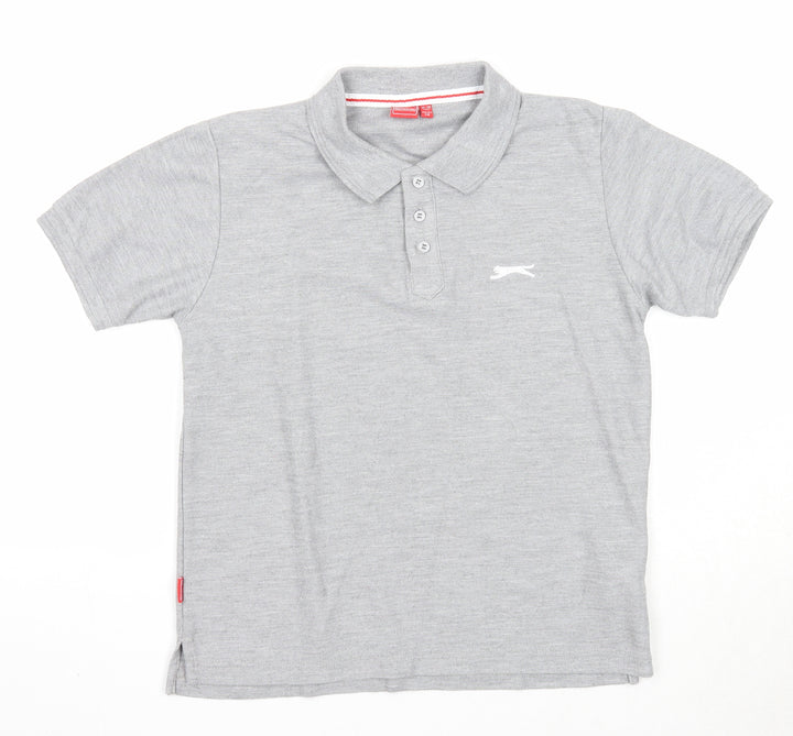 Slazenger Boys Grey Polyester Basic Polo Size 11-12 Years Collared Button