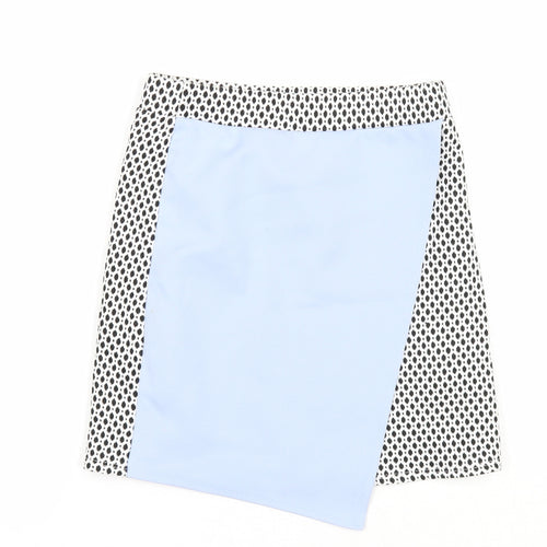 River Island Girls Black Geometric Cotton A-Line Skirt Size 9-10 Years Regular Pull On