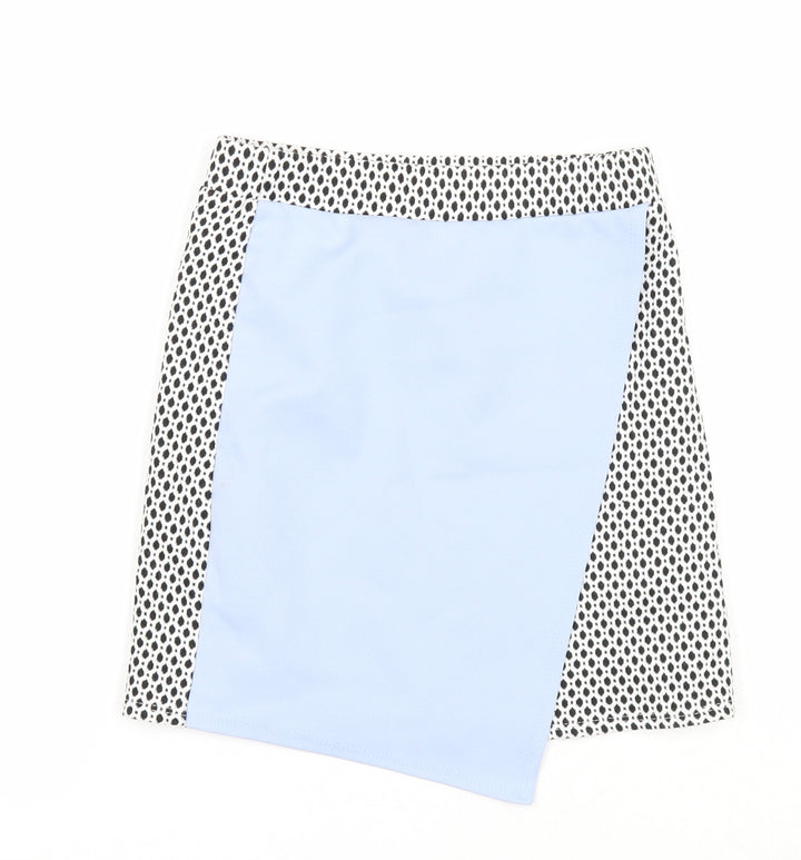 River Island Girls Black Geometric Cotton A-Line Skirt Size 9-10 Years Regular Pull On