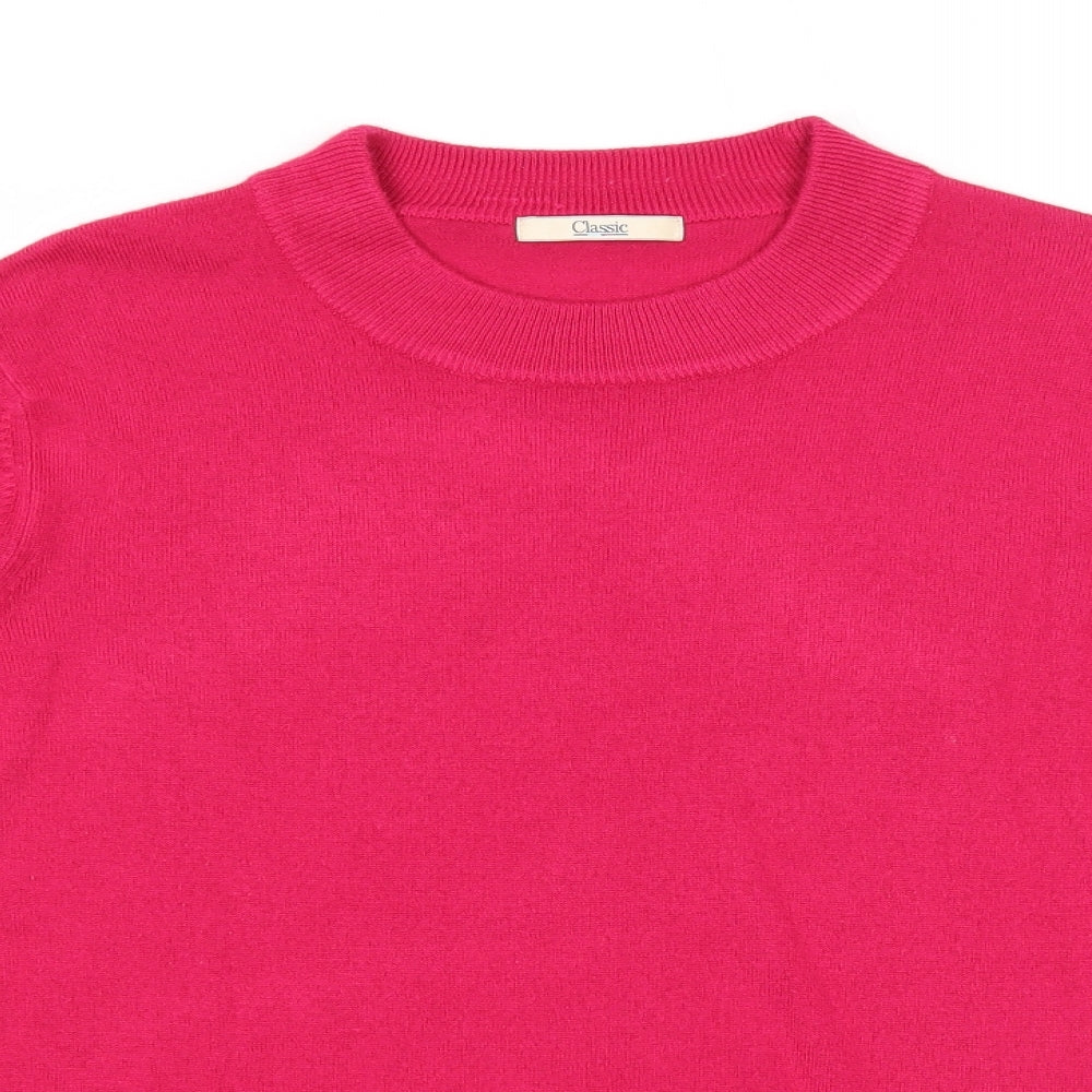 Marks and Spencer Womens Pink Mock Neck Acrylic Pullover Jumper Size 20