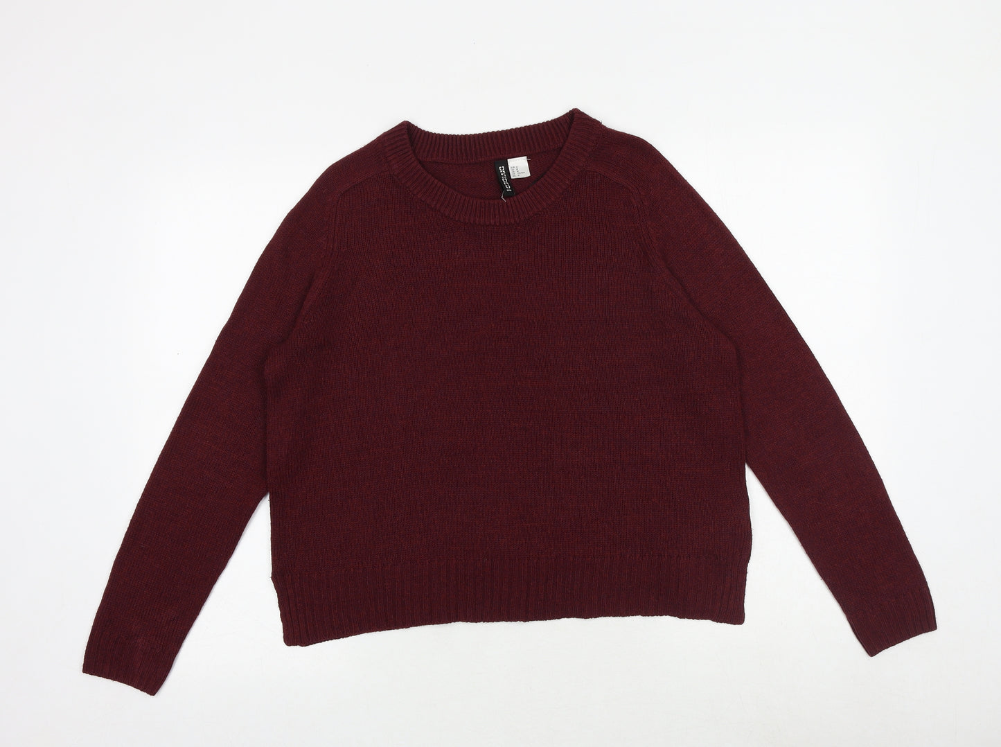 H&M Womens Red Round Neck Acrylic Pullover Jumper Size M