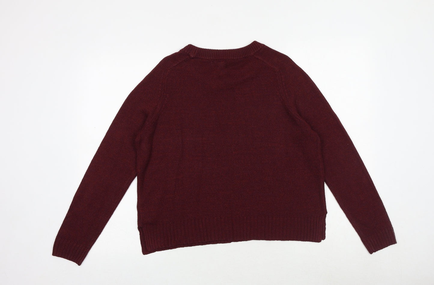 H&M Womens Red Round Neck Acrylic Pullover Jumper Size M