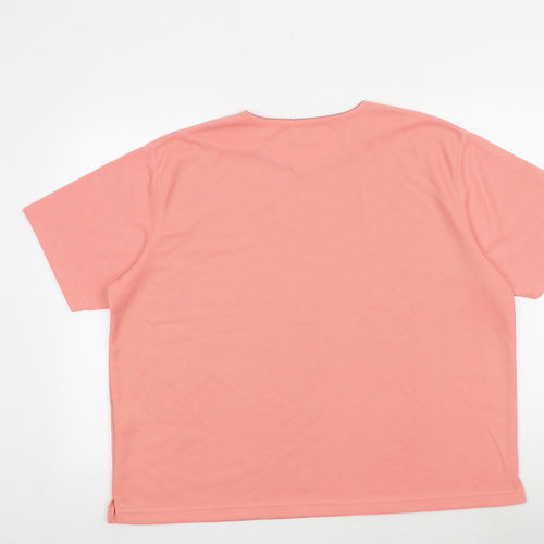Bonmarché Womens Pink Polyester Basic T-Shirt Size XL Round Neck - Flower Detail