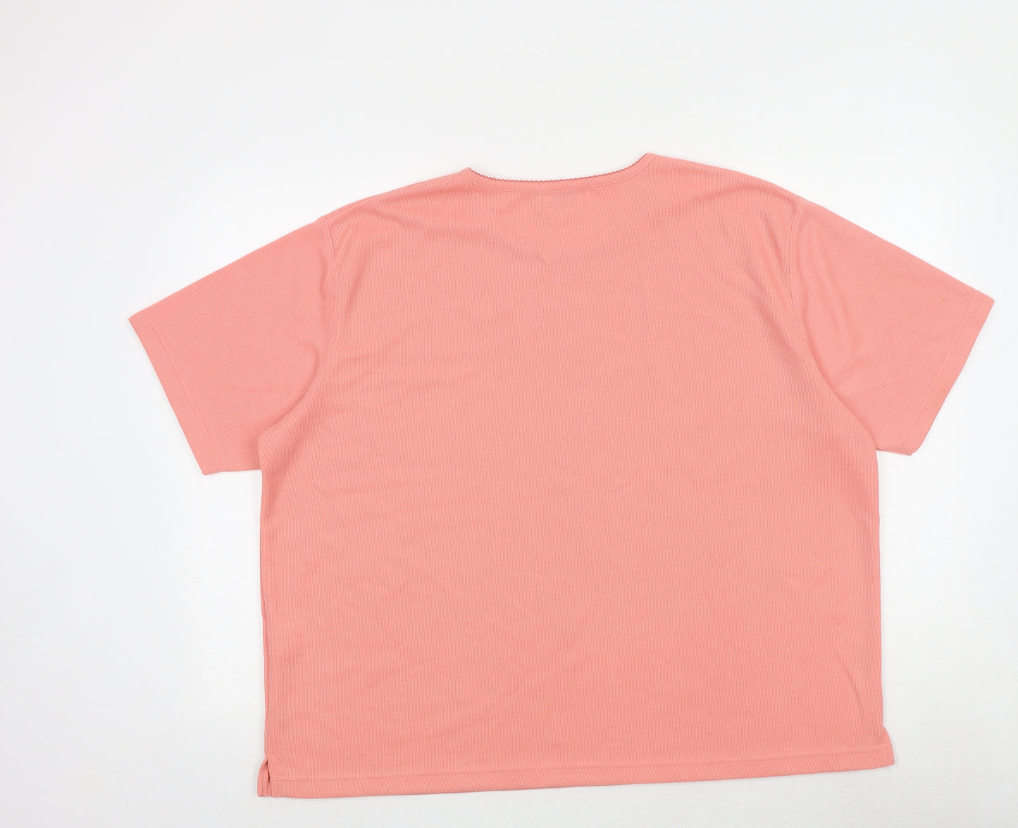 Bonmarché Womens Pink Polyester Basic T-Shirt Size XL Round Neck - Flower Detail