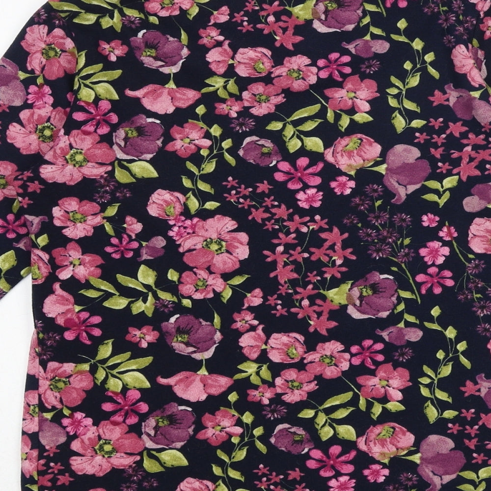 ISLE Womens Multicoloured Collared Floral Polyester Pullover Jumper Size S