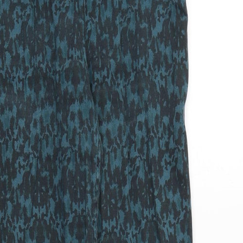 H&M Womens Green Geometric Cotton Skinny Jeans Size 10 Regular Zip