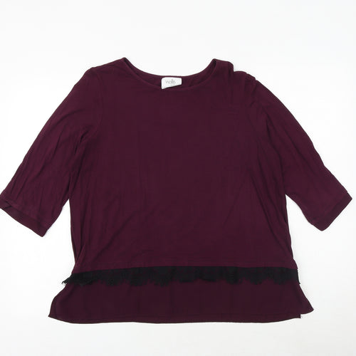 Wallis Womens Purple Viscose Basic Blouse Size 16 Round Neck