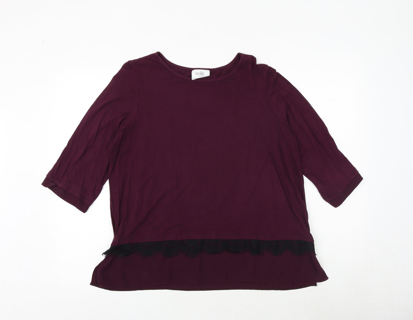 Wallis Womens Purple Viscose Basic Blouse Size 16 Round Neck