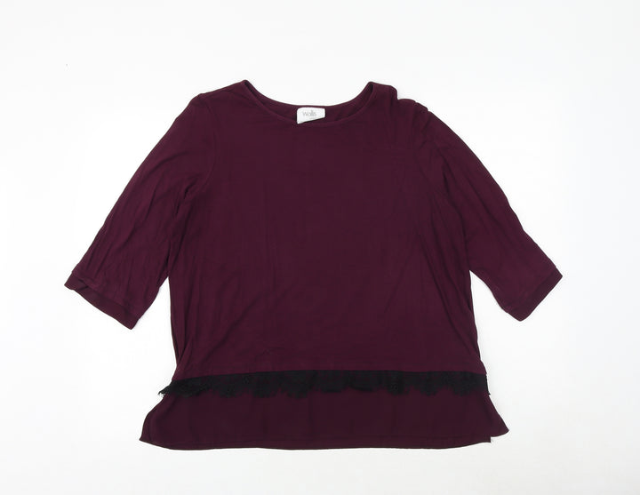 Wallis Womens Purple Viscose Basic Blouse Size 16 Round Neck