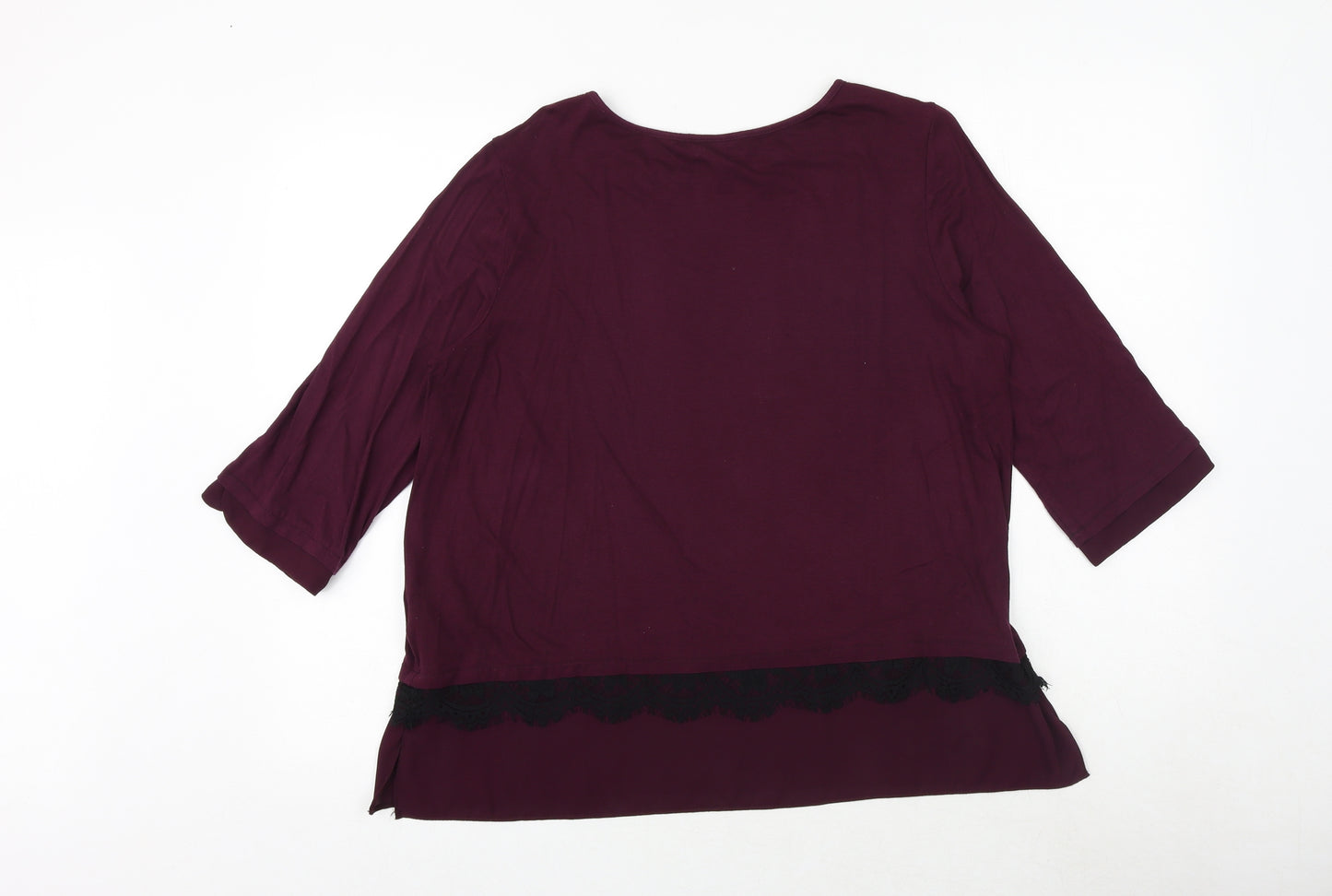 Wallis Womens Purple Viscose Basic Blouse Size 16 Round Neck