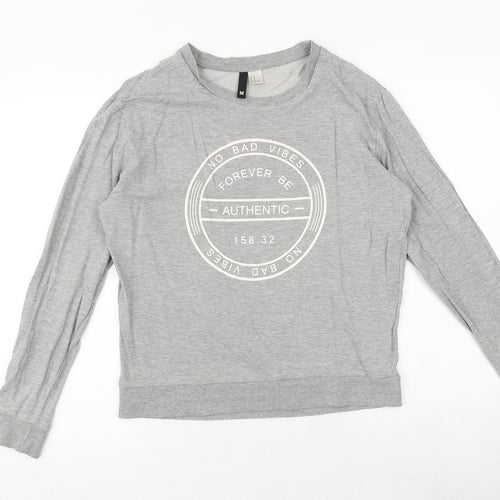 H&M Womens Grey Cotton Pullover Sweatshirt Size M Pullover
