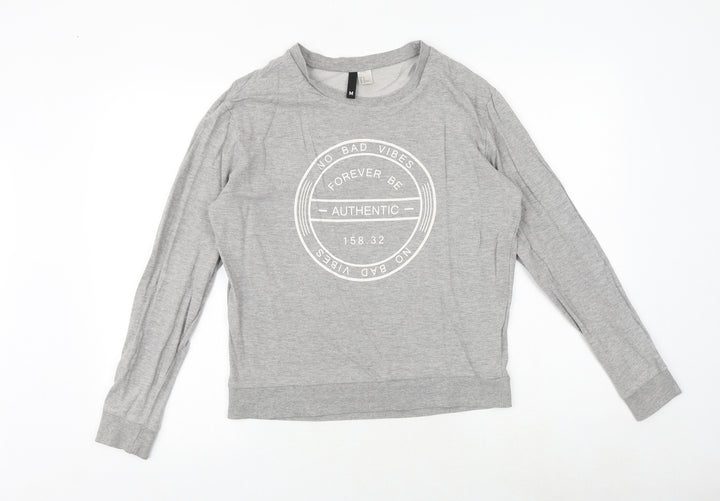 H&M Womens Grey Cotton Pullover Sweatshirt Size M Pullover