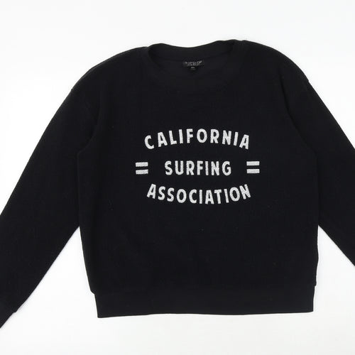 Topshop Womens Black Cotton Pullover Sweatshirt Size 8 Pullover - California Surfing Association