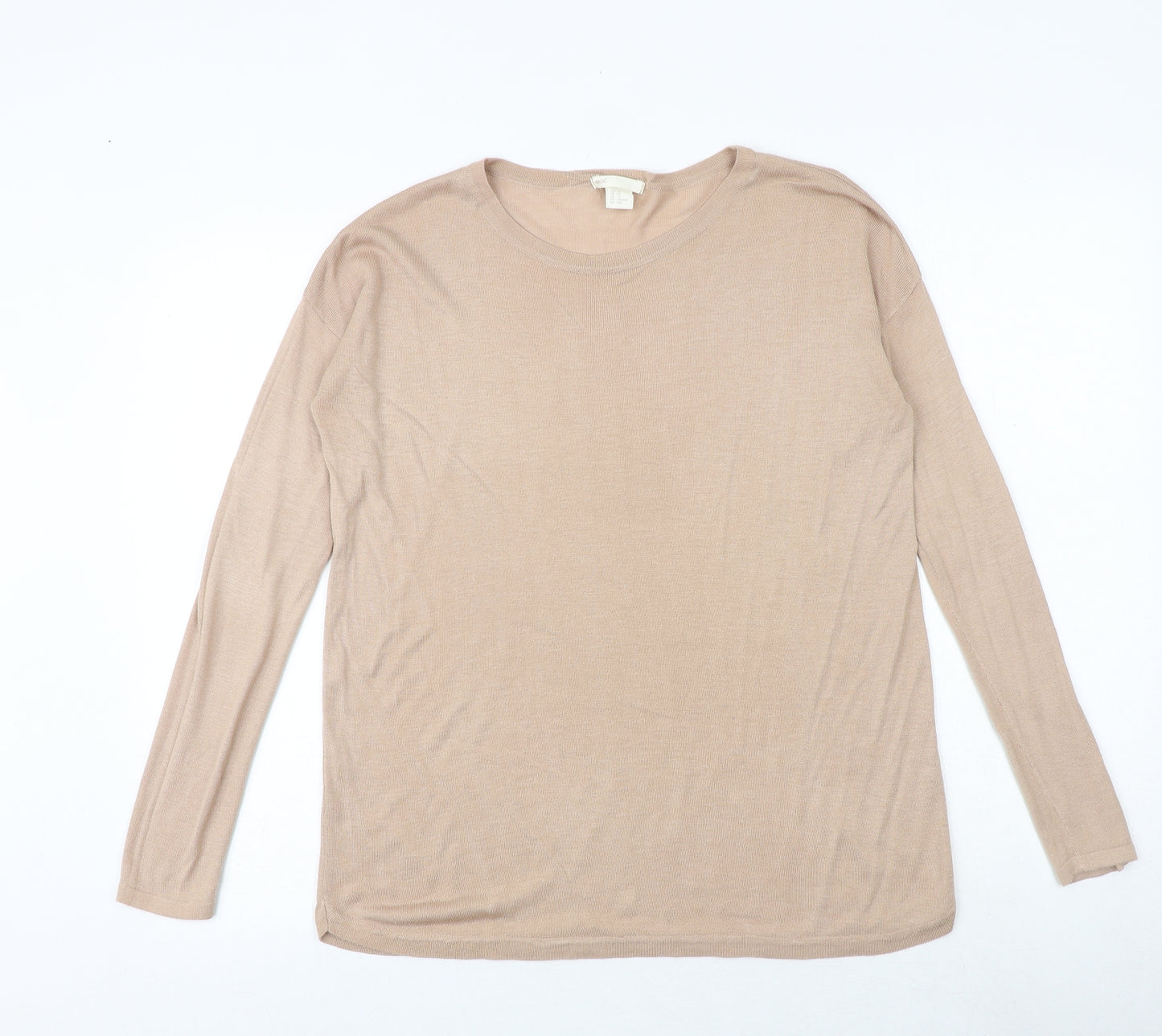 H&M Womens Beige Boat Neck Polyester Pullover Jumper Size XS