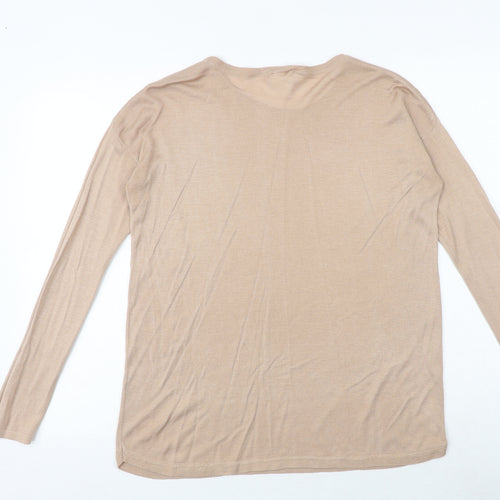 H&M Womens Beige Boat Neck Polyester Pullover Jumper Size XS