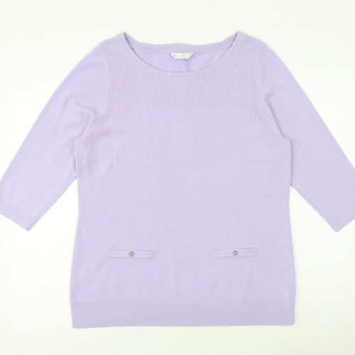 BHS Womens Purple Boat Neck Acrylic Pullover Jumper Size 18