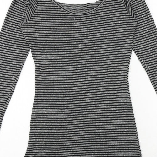 VILA Womens Black Striped Polyester Jumper Dress Size M Cowl Neck Pullover