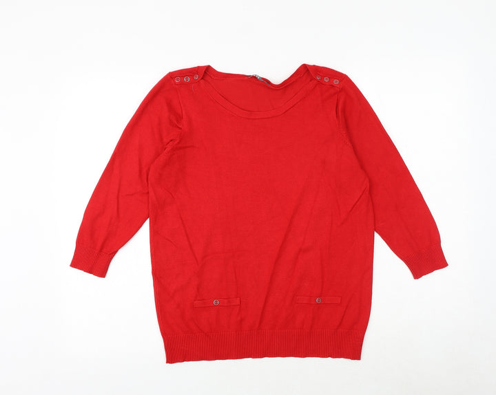 BHS Womens Red Boat Neck Viscose Pullover Jumper Size 14