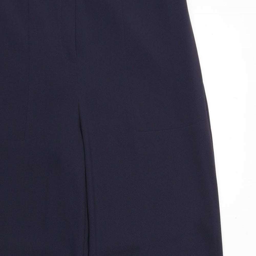 Marks and Spencer Womens Blue Polyester Dress Pants Trousers Size 12 Regular Zip