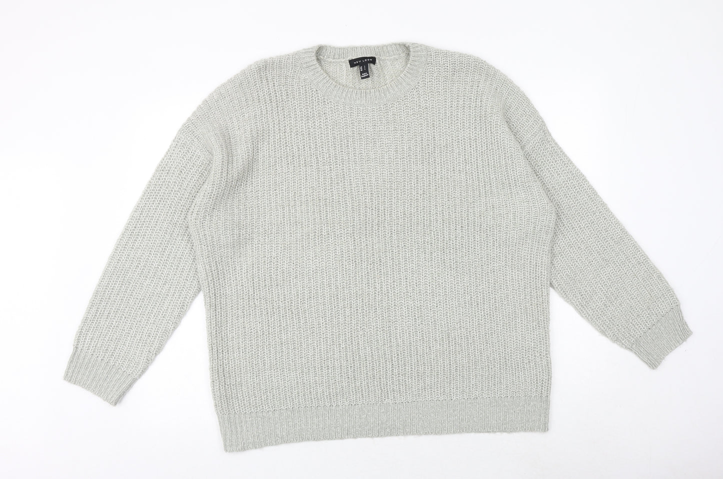 New Look Womens Grey Crew Neck Acrylic Pullover Jumper Size L
