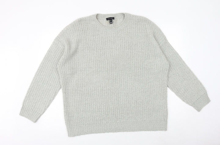 New Look Womens Grey Crew Neck Acrylic Pullover Jumper Size L