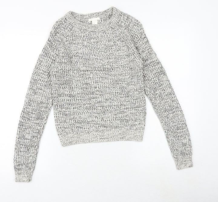 H&M Womens Grey Boat Neck Cotton Pullover Jumper Size XS