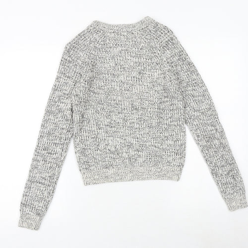 H&M Womens Grey Boat Neck Cotton Pullover Jumper Size XS