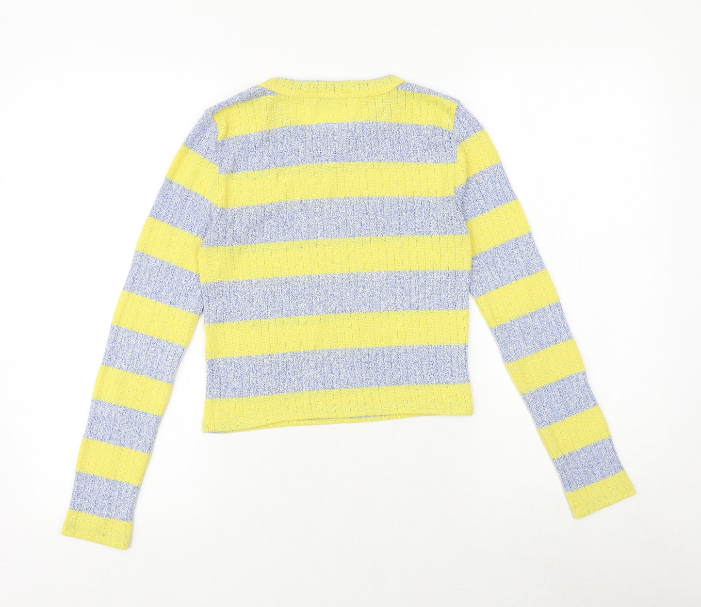 Bershka Womens Multicoloured Boat Neck Striped Polyester Pullover Jumper Size S
