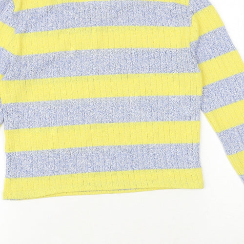 Bershka Womens Multicoloured Boat Neck Striped Polyester Pullover Jumper Size S