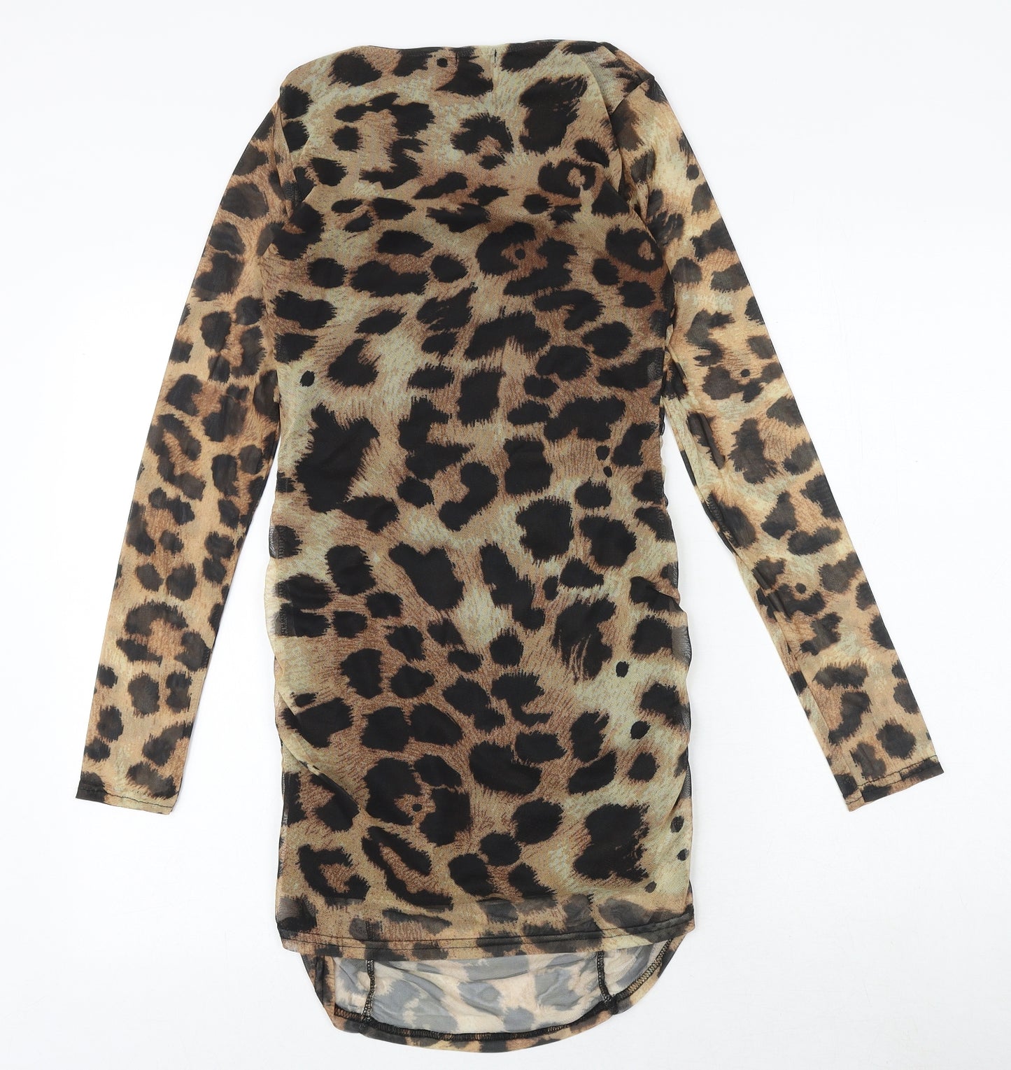 Nasty Gal Womens Black Animal Print Polyester Bodycon Size 10 Square Neck Pullover - Leopard Pattern