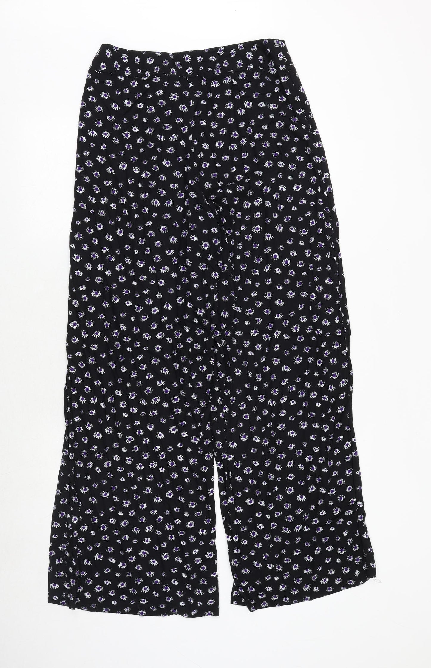 Debenhams Womens Black Fair Isle Polyester Trousers Size 12 Regular Zip
