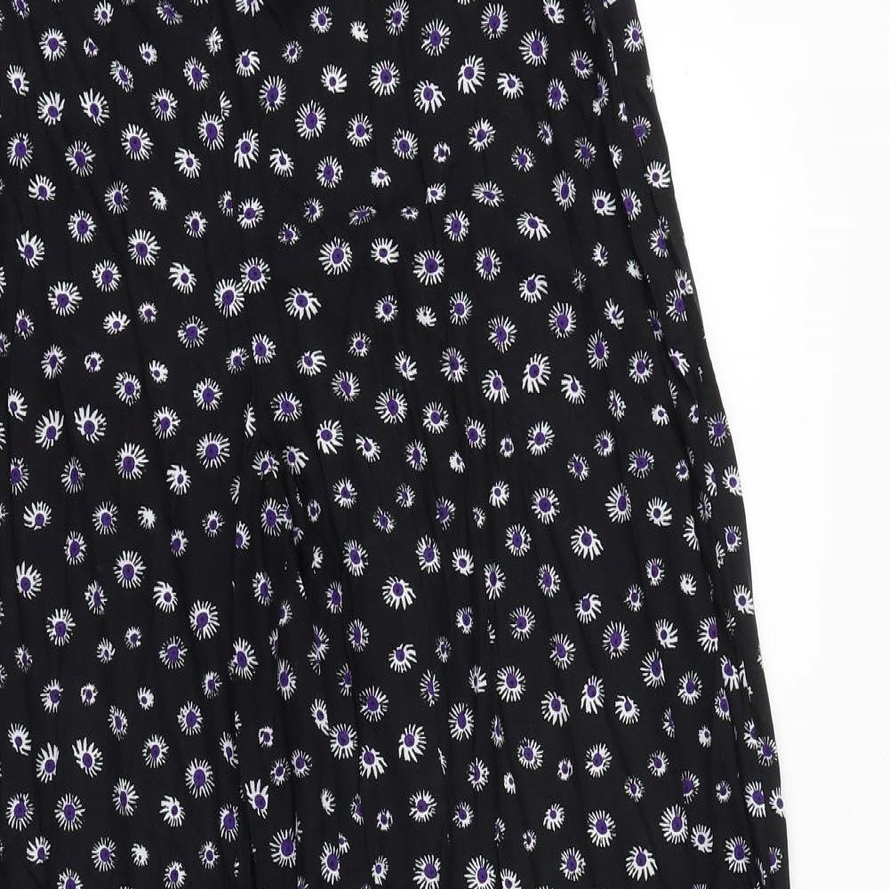 Debenhams Womens Black Fair Isle Polyester Trousers Size 12 Regular Zip