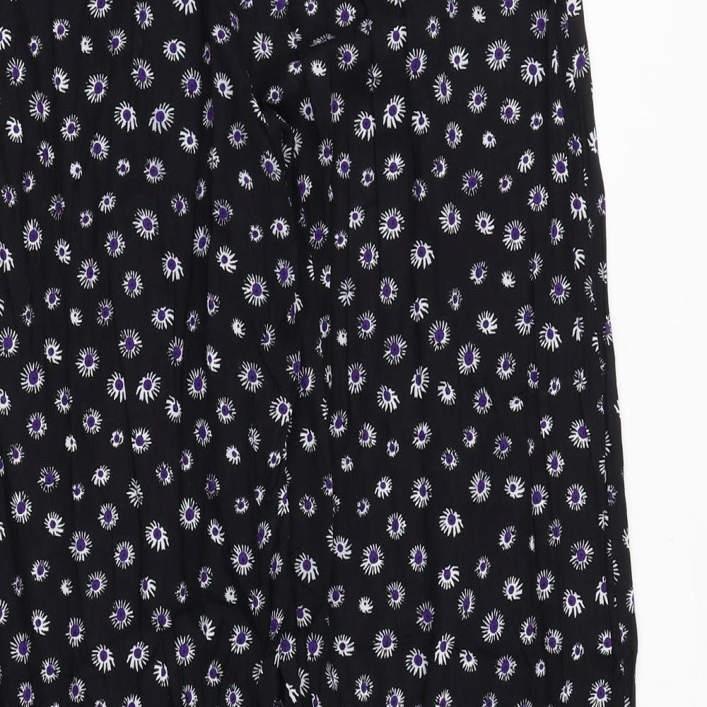 Debenhams Womens Black Fair Isle Polyester Trousers Size 12 Regular Zip