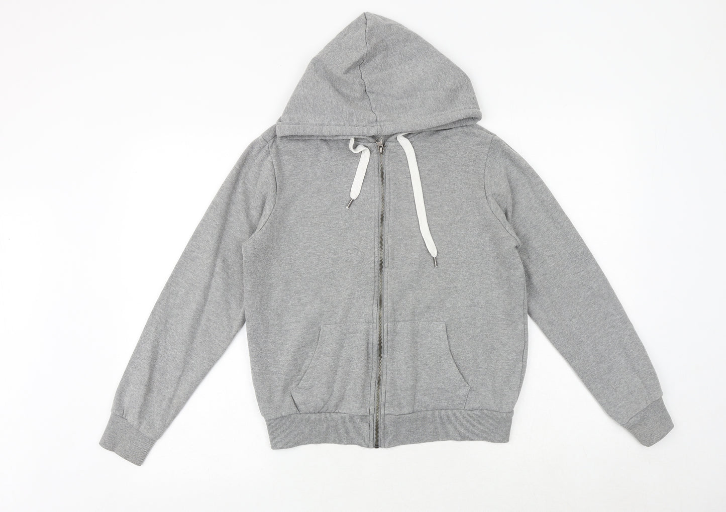 FOREVER 21 Womens Grey Cotton Full Zip Hoodie Size M Zip