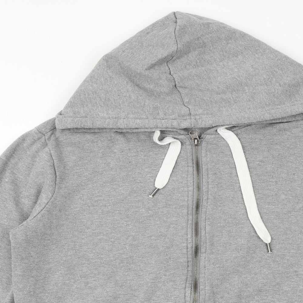 FOREVER 21 Womens Grey Cotton Full Zip Hoodie Size M Zip