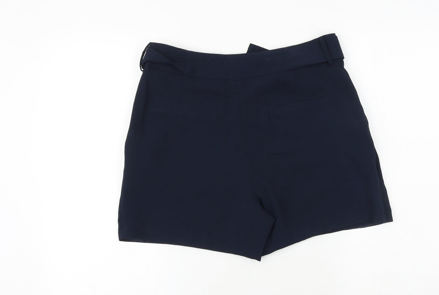 NEXT Womens Blue Polyester Basic Shorts Size 10 Regular Buckle