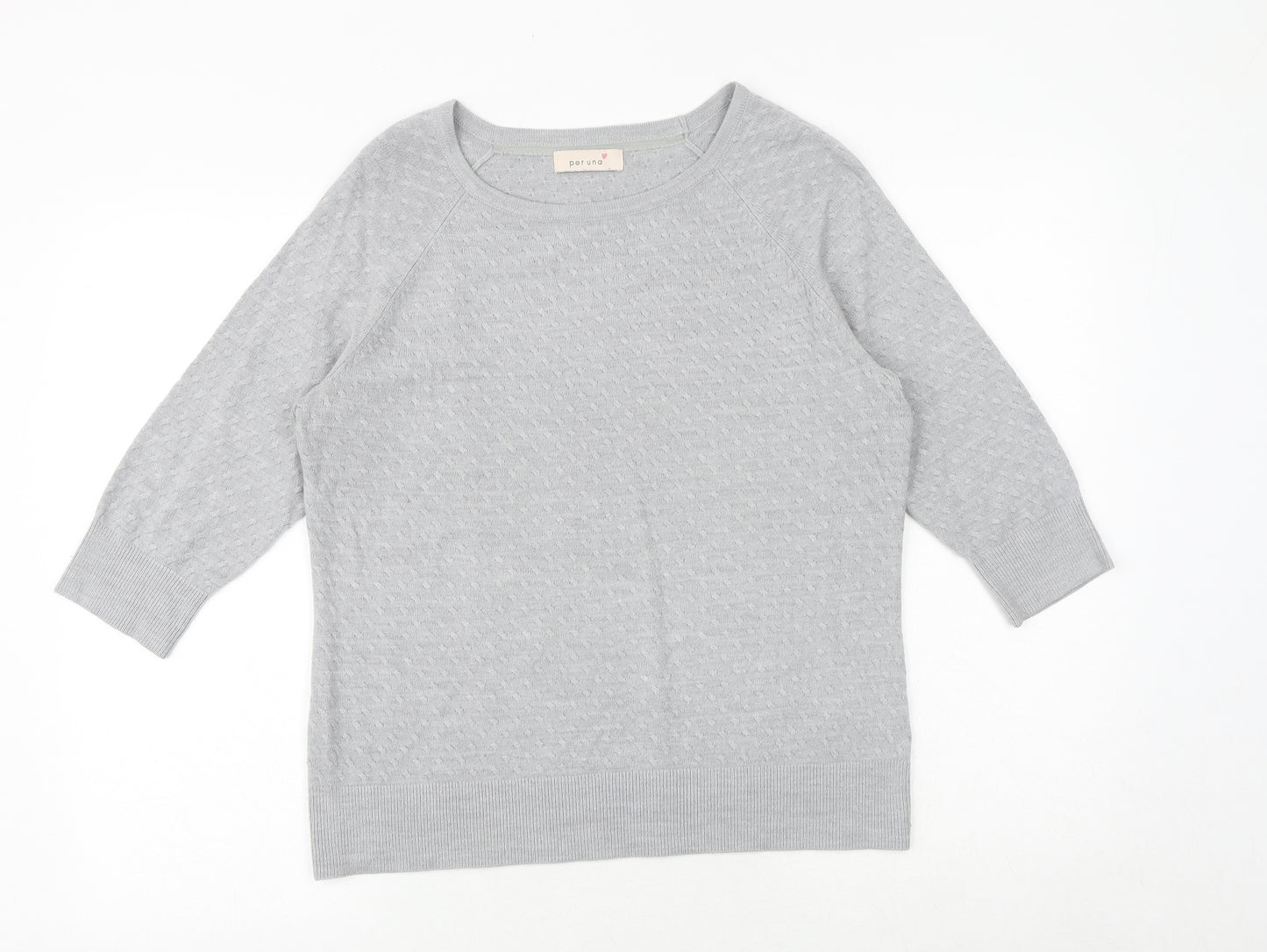Marks and Spencer Womens Grey Round Neck Acrylic Pullover Jumper Size 14