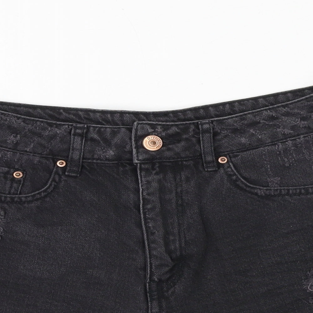 H&M Womens Black 100% Cotton Cut-Off Shorts Size 6 Regular Zip