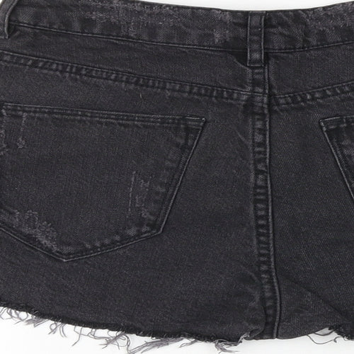 H&M Womens Black 100% Cotton Cut-Off Shorts Size 6 Regular Zip