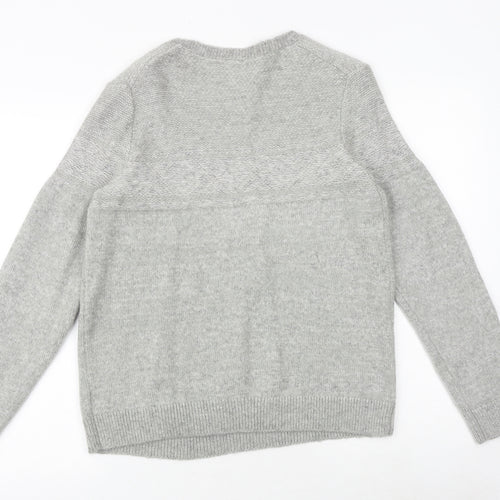 Gap Mens Grey Round Neck Acrylic Pullover Jumper Size L Long Sleeve