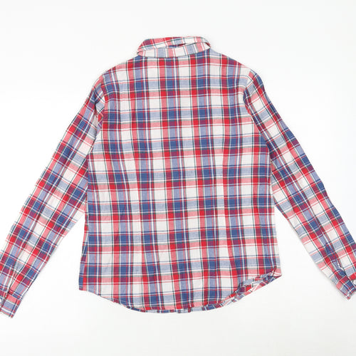 Select Womens Multicoloured Plaid 100% Cotton Basic Button-Up Size 12 Collared - Lace Details