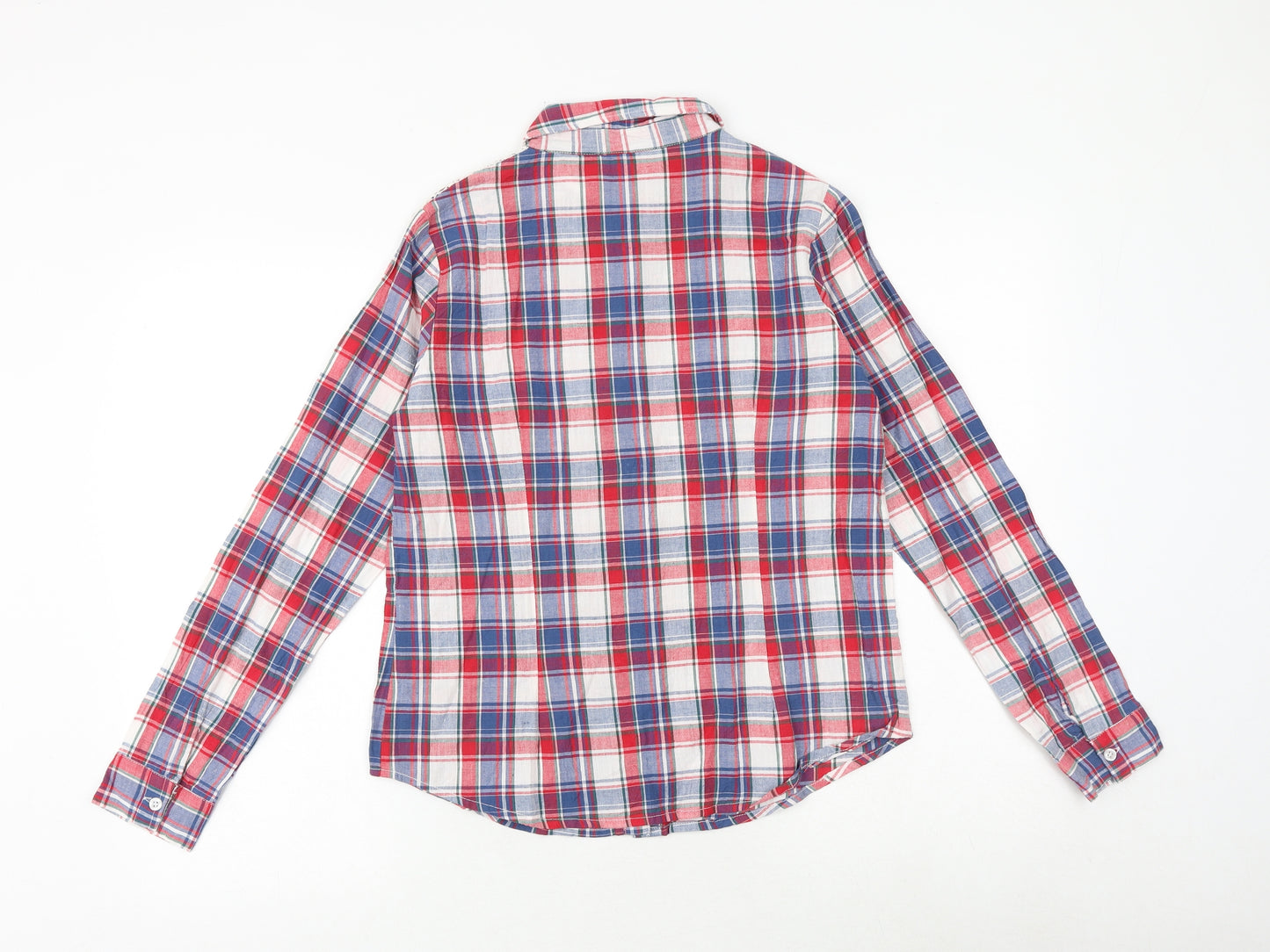 Select Womens Multicoloured Plaid 100% Cotton Basic Button-Up Size 12 Collared - Lace Details