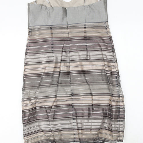 Principles Womens Brown Striped Polyester A-Line Size 12 Sweetheart Zip