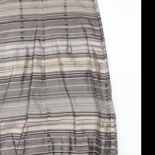 Principles Womens Brown Striped Polyester A-Line Size 12 Sweetheart Zip