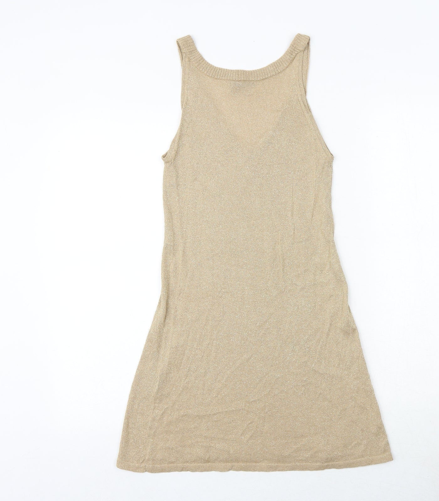 H&M Womens Gold Polyester Tank Dress Size XS V-Neck Pullover