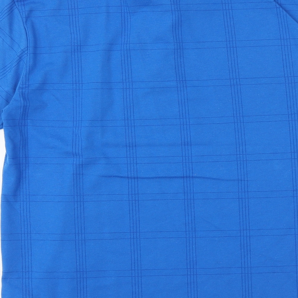 Dunlop Mens Blue Check Cotton Polo Size S Collared Button
