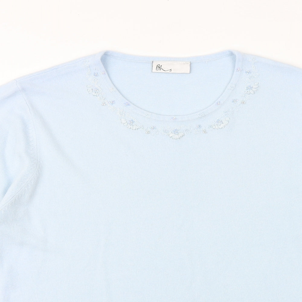 BHS Womens Blue Round Neck Acrylic Pullover Jumper Size 20